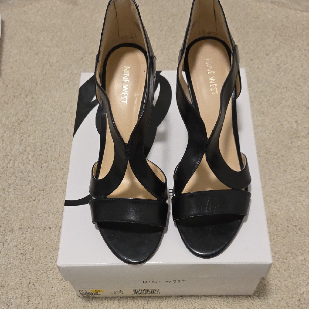 Nine West Black Strappy Heels